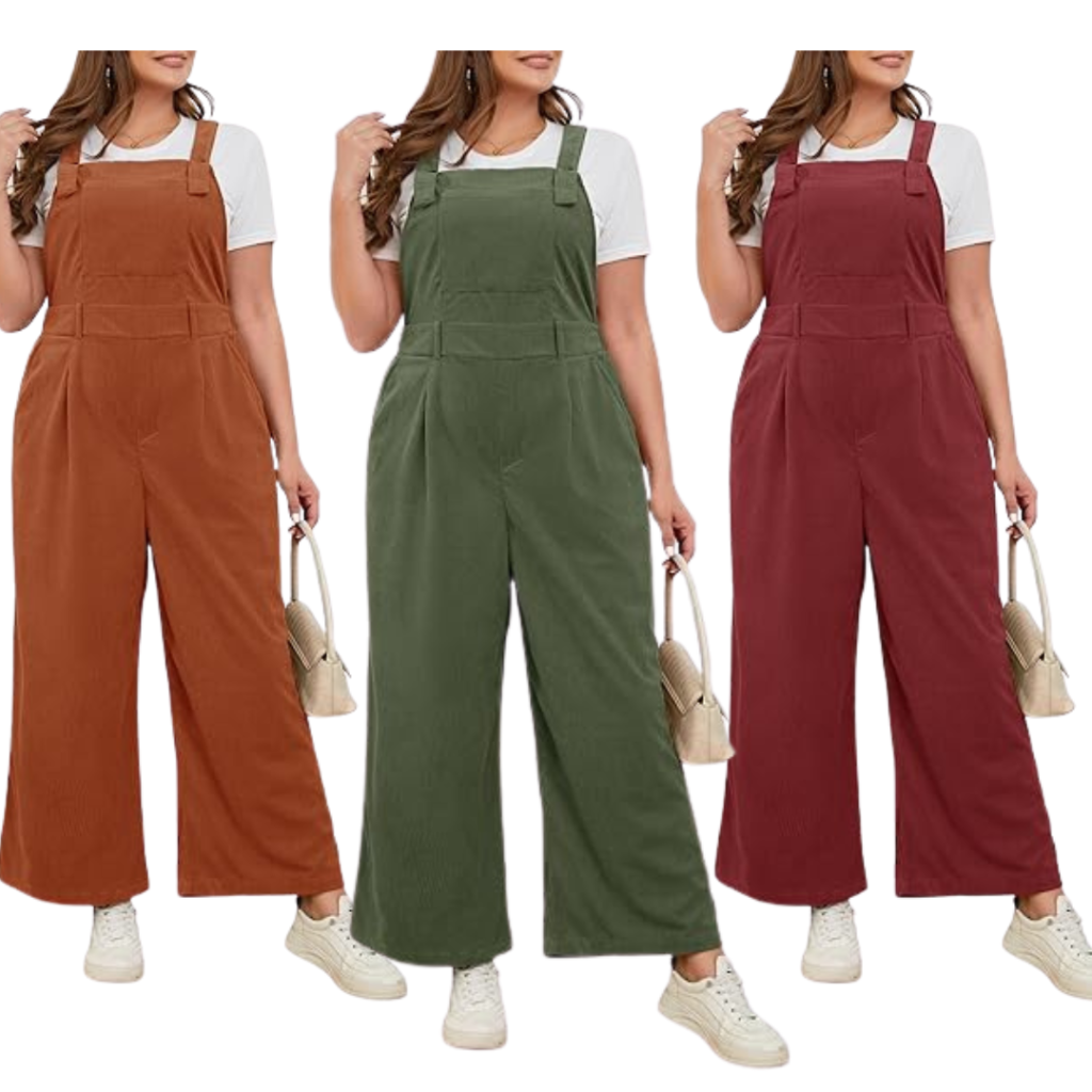 Casual plus size overalls with adjustable buckle straps and a baggy fit.