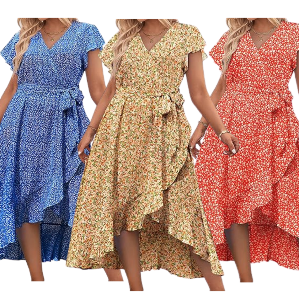 Curvy fit floral maxi dress for plus size women.