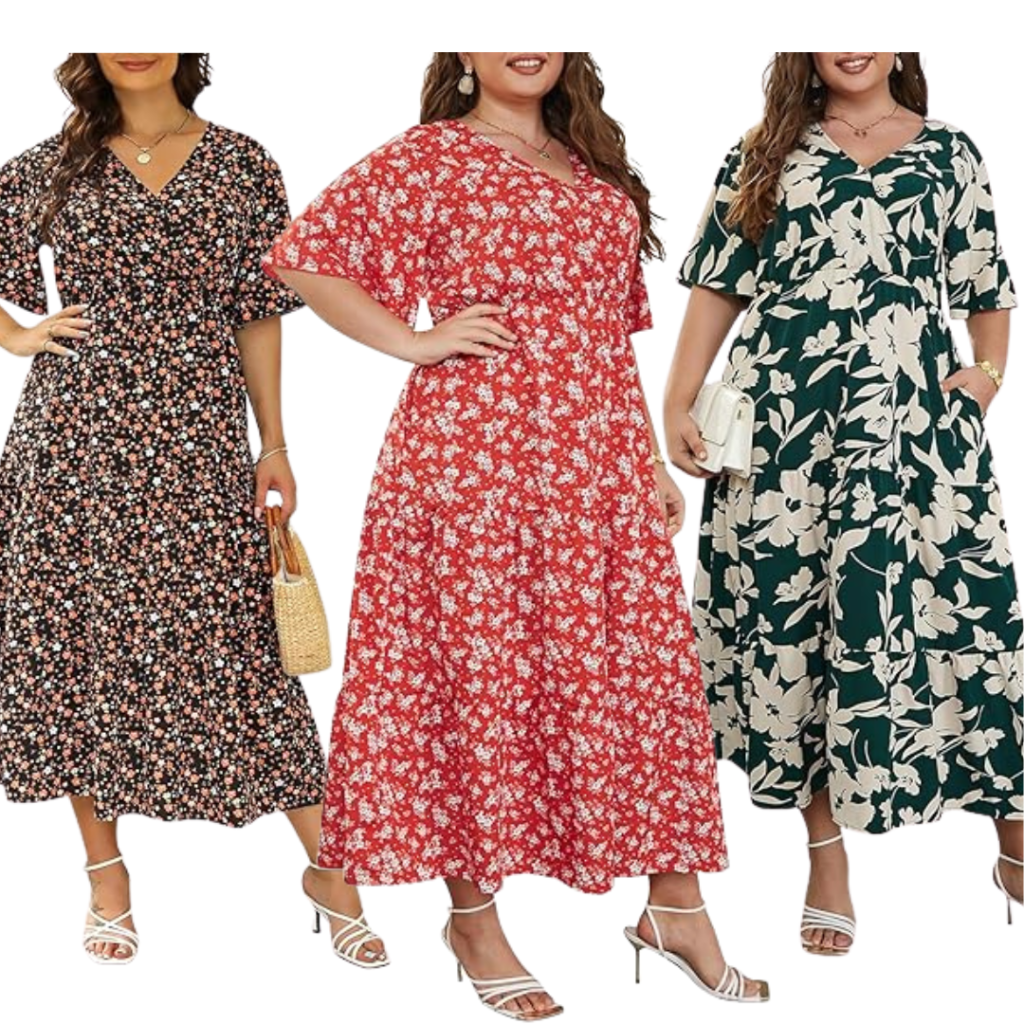 Floral wrap sundress for plus size women.