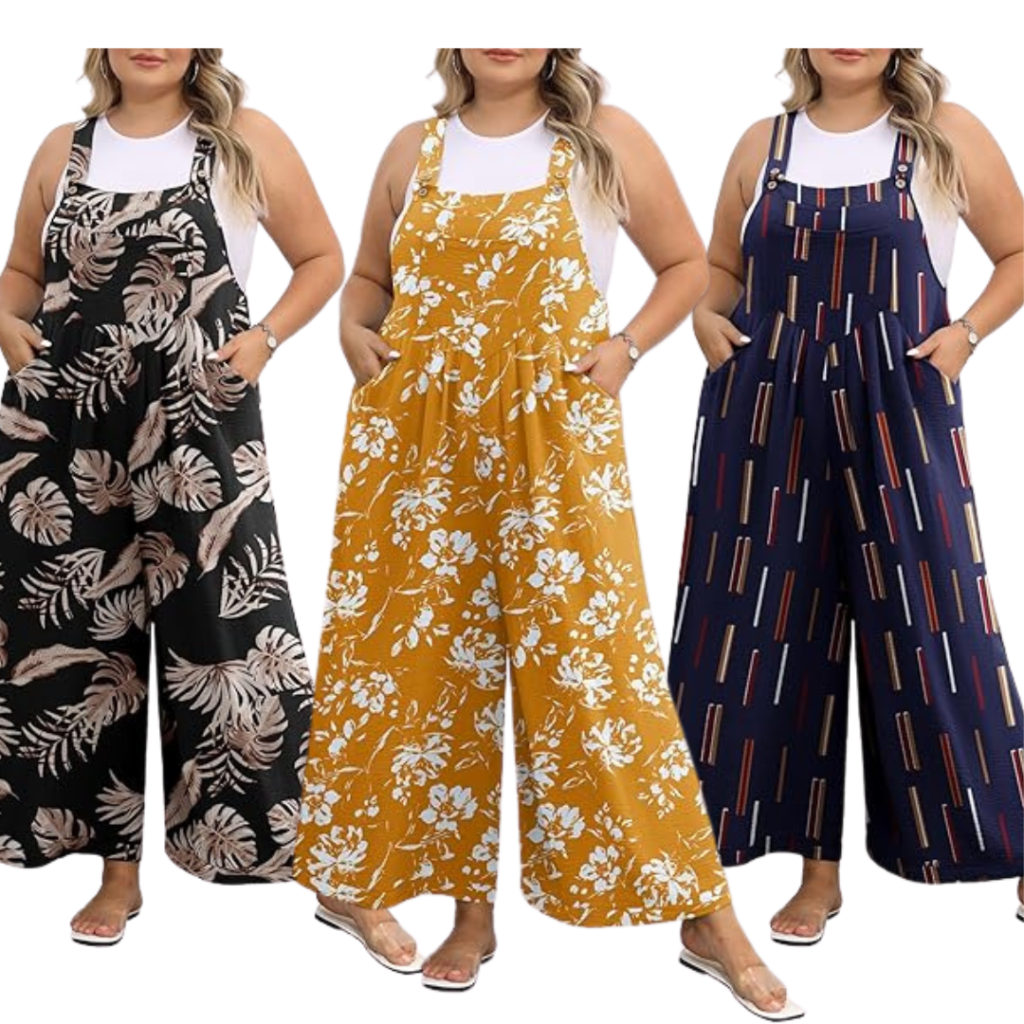 Plus size overalls jumper with pockets for casual and outdoor wear.